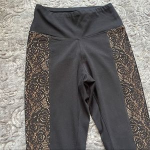 EXPRESS High Rise Legging w/ Lace Nude Illusion XS